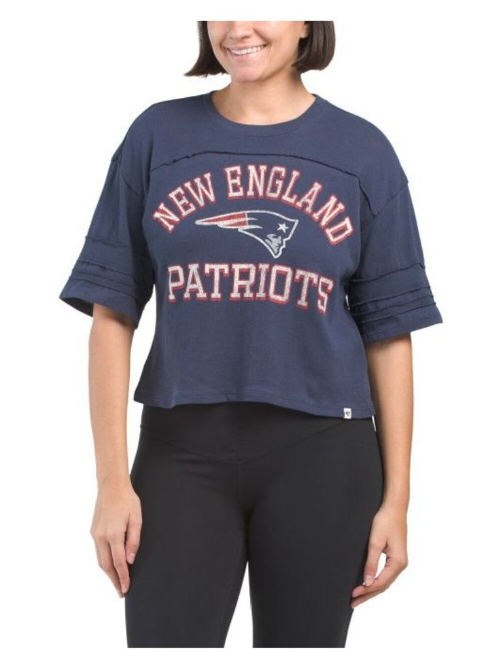 New England Patriots NFL Women's Cropped T-Shirt By 47 Brand Large New with Tag